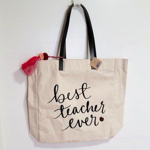 Eccolo Canvas Pom-Pom Teacher Tote NWT